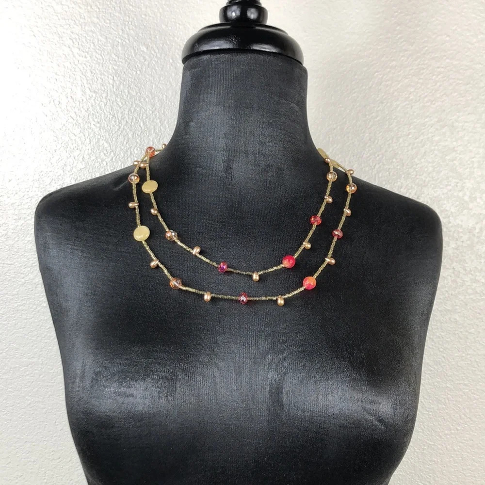 Long Necklace Glass And Seed Bead Magnetic Closure Fairy Boho - Picture 13 of 15